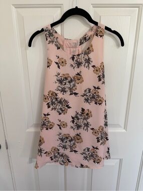 DailyLook DL Size L Blush Pink Floral Sheer Halter T Back Sleeveless Blouse